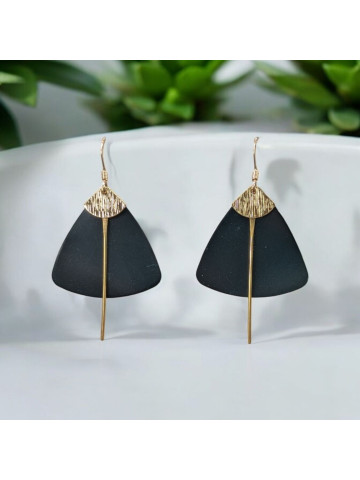 boucles d'oreilles dorées et noires