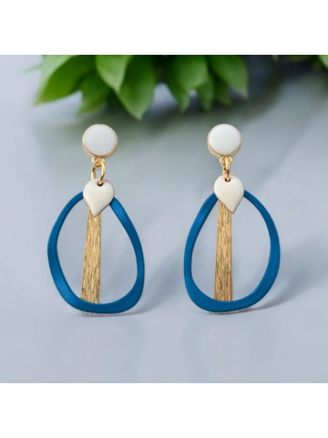 boucles d'oreilles bleues et or